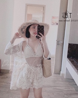 Set bikini 3 món ren lưới