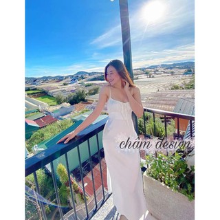 váy trắng lụa satin dáng dài , hàng thiết kế độc quyền