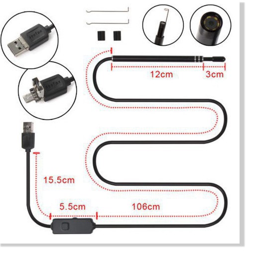 Dụng Cụ Lấy Ráy Tai Có Camera KAW Nội Soi Tai Mũi Họng 3 Trong 1 App Kết Nối Với Điện Thoại full HD