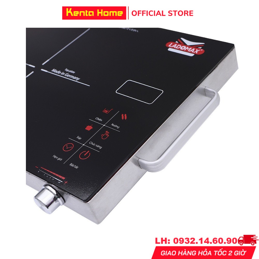 Bếp hồng ngoại chính hãng Ladomax HA-666 công suất 2200W không kén nồi điều khiển cảm ứng, khung thép không gỉ chắc chắn