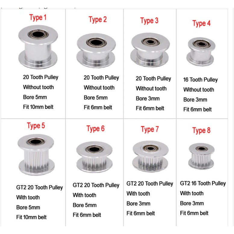 Pulley Ròng rọc nhôm dành cho đai GT2 bản 6mm 10mm chuyên máy In 3D