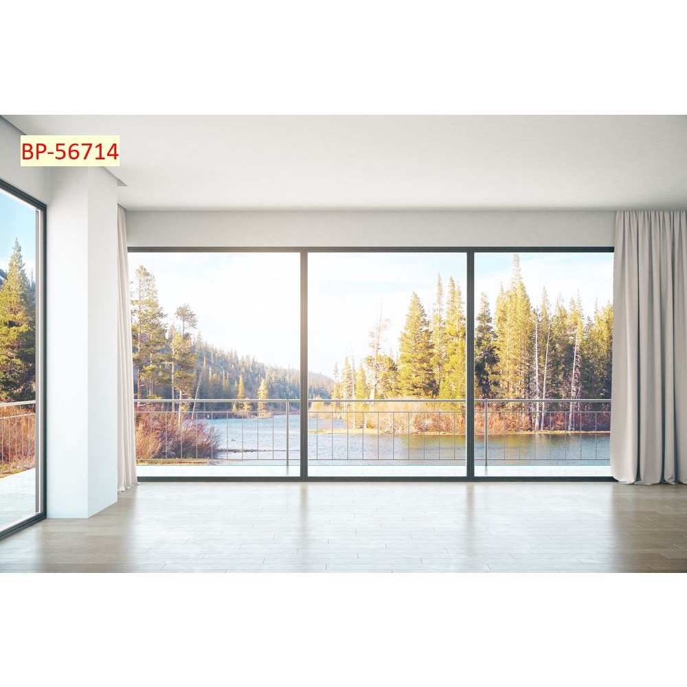 Tranh dán tường cửa sổ phong cảnh mát mẻ