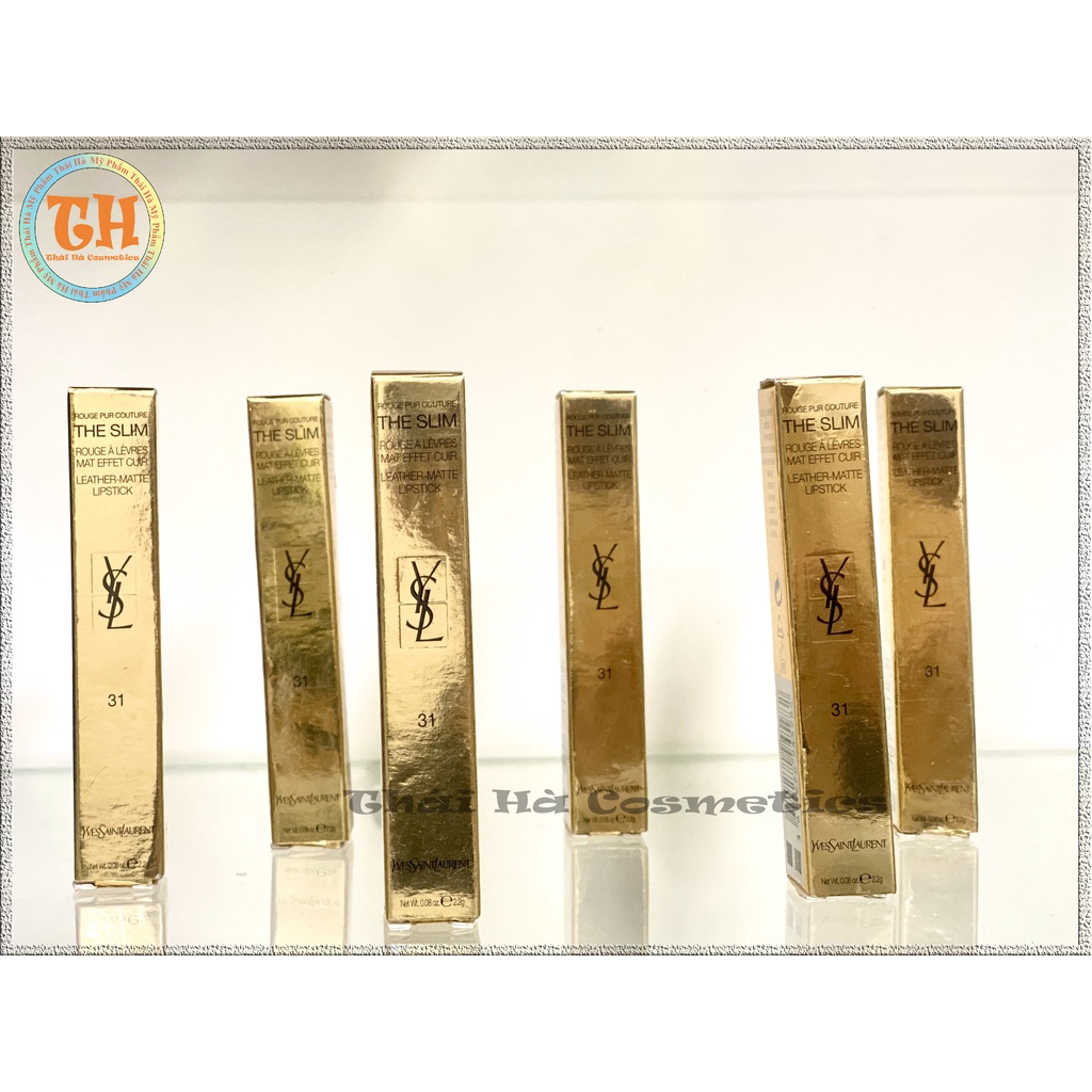 Son lì YSL màu cam hồng đất số 31 Rouge Pur Couture The Slim Leather Matte Lipstick No.31 Inflammatory Nude