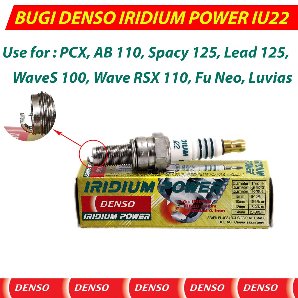 Bugi Denso Iridium IU 22 ( PCX, AB 110, Spacy 125, Lead 125, WaveS 110, Wave RSX 110, Fu Neo, Luvias )