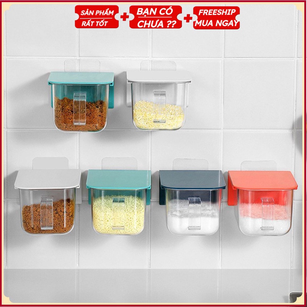 PVN29831 Hộp gia vị dán tường tiết kiệm không gian, có kèm muỗng T2