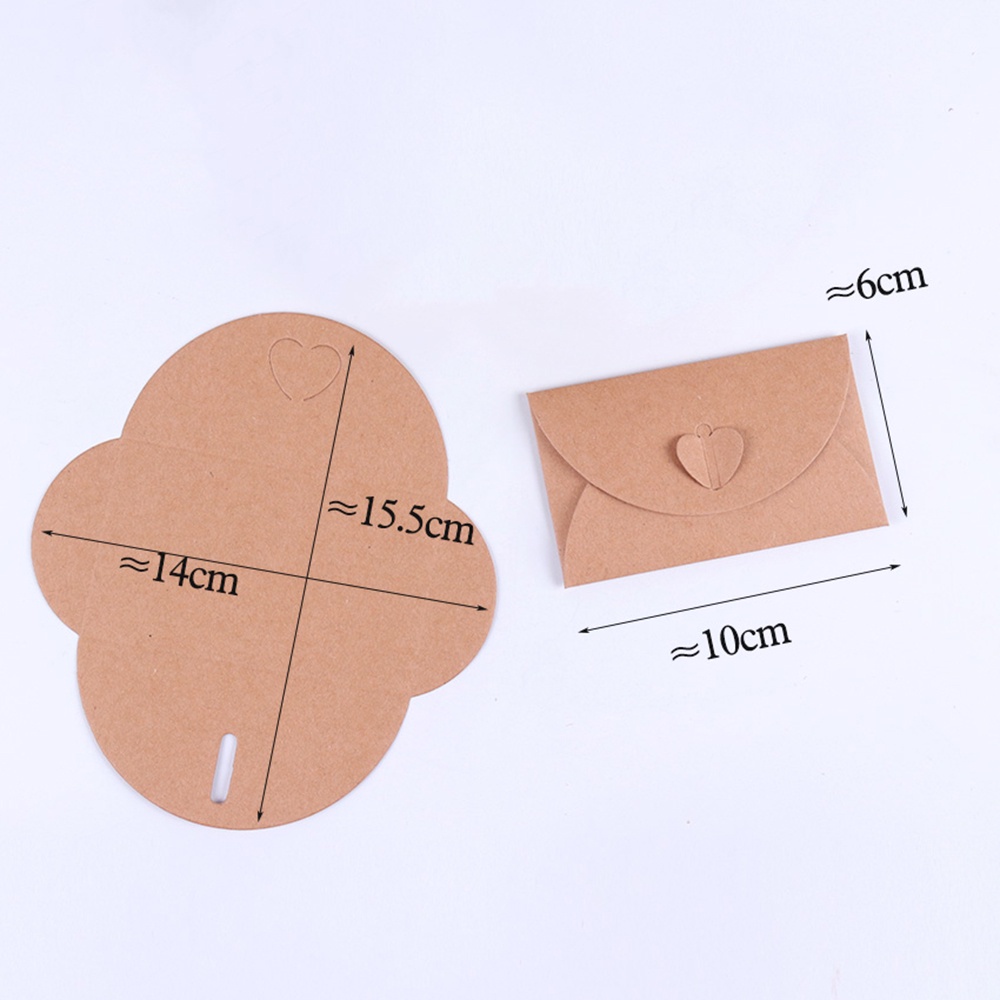 Set 10 phong bì gấp nút hình trái tim bằng giấy kraft dùng để viết thư làm thiệp phong cách cổ điển