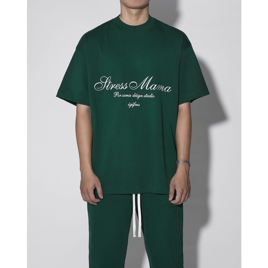 Áo thun STRESMAMA 365 SEASONAL T-SHIRT - GREEN, màu xanh lá chất liệu 100% Cotton 2 chiều 250GSM thoáng mát