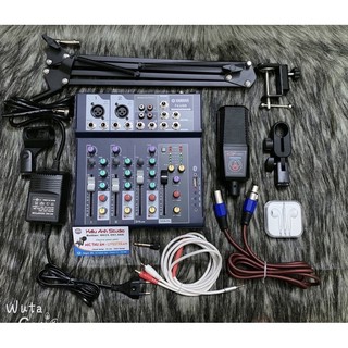 Bộ combo thu âm livestream Mic ALC 280 và mixer F4 yamaha bluetooth