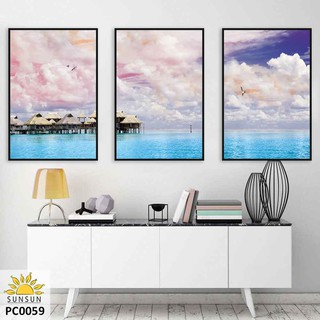Bộ 3 Tranh Canvas Cảnh Sắc Biển Xanh-Blue Ocean Scenery | MS PC0059