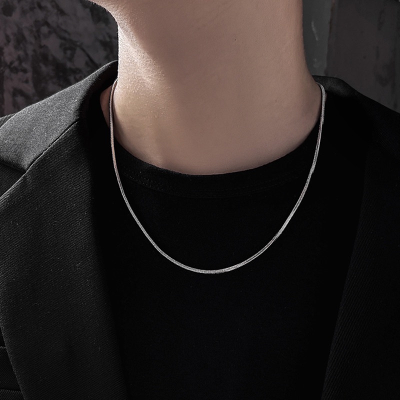 Dây chuyền xương rắn thép titan phong cách hiphop thời trang đơn giản