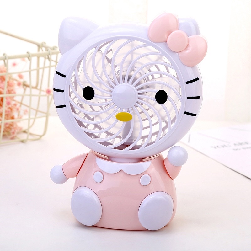 Quạt Mini Để Bàn Kitty Pin Sạc Usb Ngộ Nghĩnh Đáng Yêu