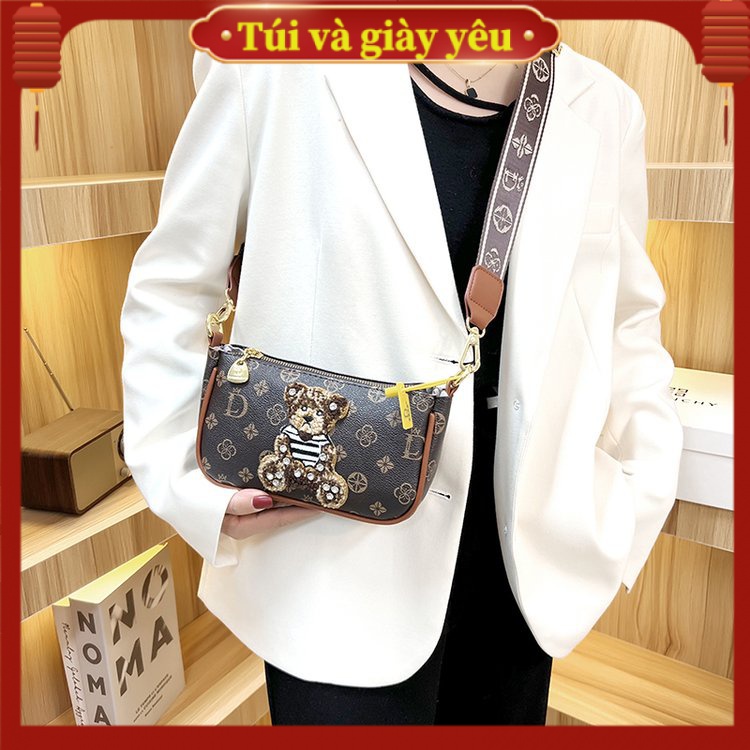 💓Túi và giày yêu💓Túi Đeo Chéo Vai Bằng Da PU Có Khóa Kéo Thời Trang Cho Nữ