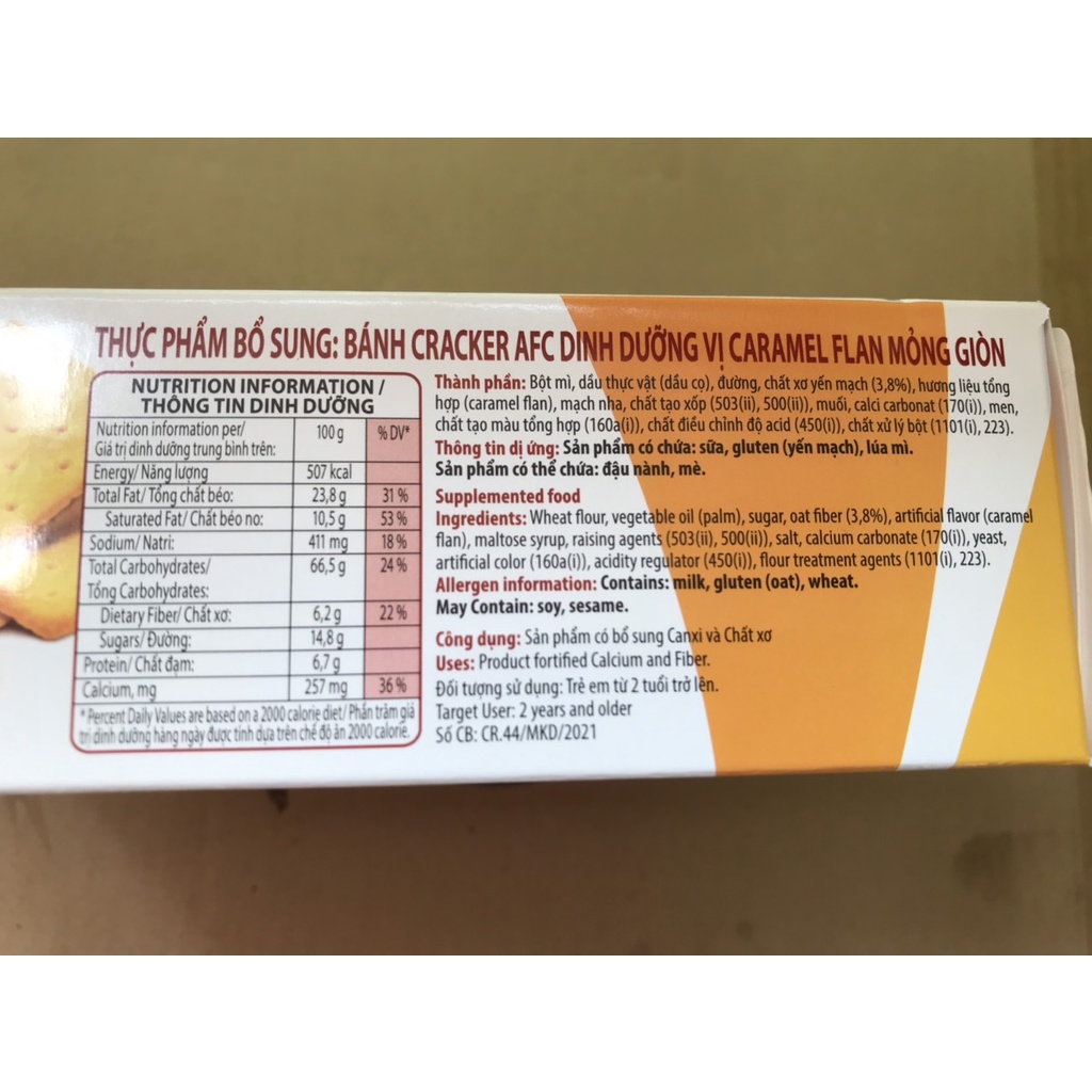 Bánh Cracker AFC Dinh Dưỡng Vị Caramen (Hộp 300g)