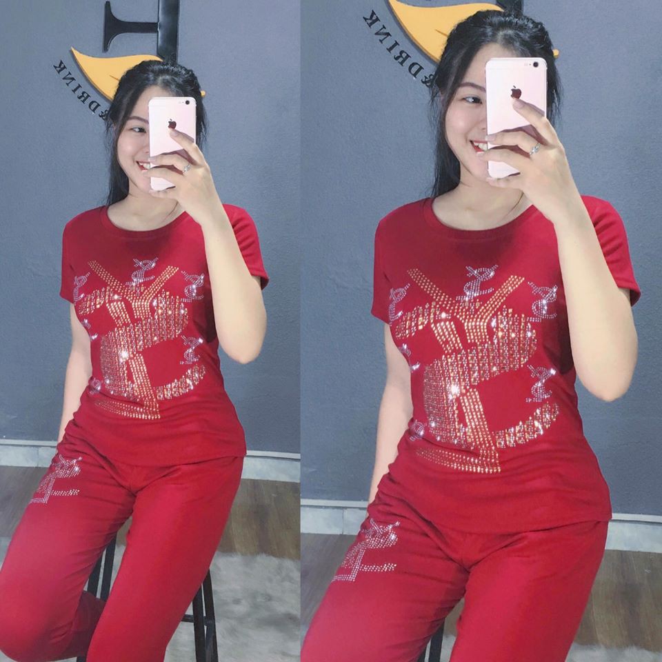 Đồ bộ thun tay ngắn ép đá mẫu SYL | BigBuy360 - bigbuy360.vn