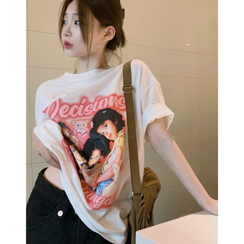 Áo Thun Cổ Tròn Ngắn Tay Dáng Rộng Thời Trang Mùa Hè Phong Cách Hiphop