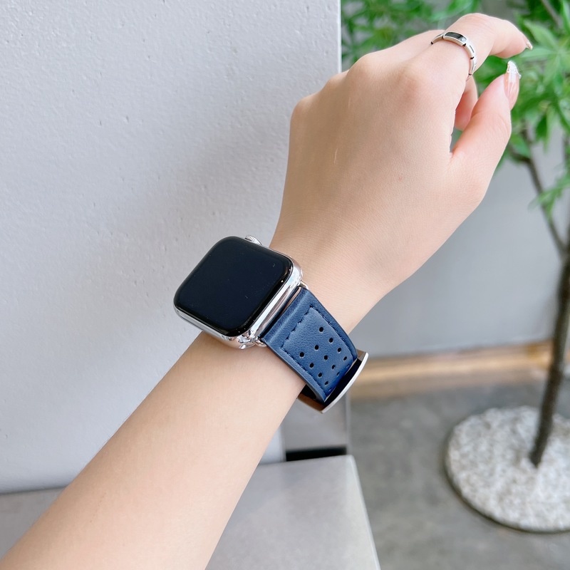 Dây Đeo Bằng Da Chất Lượng Cao Thoáng Khí 49mm 45MM 41MM 40MM 44MM 42MM 38MM Cho Galaxy Series ultra 8 7 6 SE 5 4 3 2 1