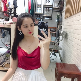 Áo hai dây lụa cổ đổ