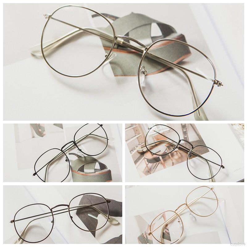 New Women Classic Vintage Round Lens Flat Myopia Optical Mirror Simple Metal Unisex Glasses Frame