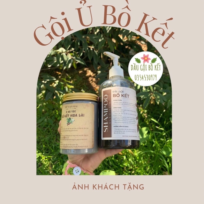 Combo Chăm Sóc Tóc Dầu Gội Bồ Kết 550ml - Ủ Xả Tóc Bồ Kết 300gr PP_NATURAL