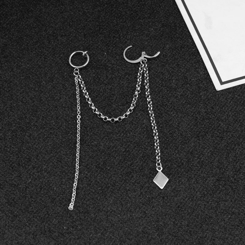 Khuyên tai V BTS dây xích dài