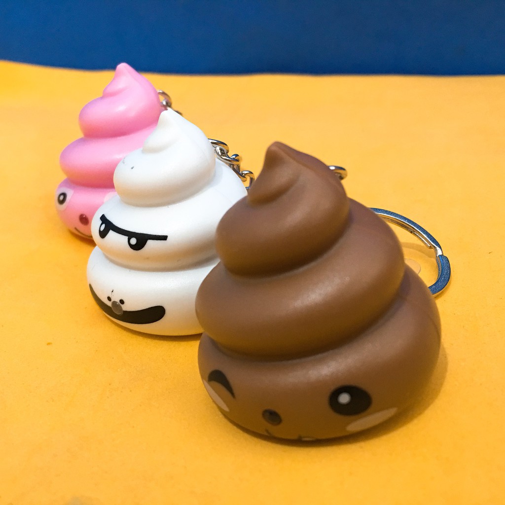 💩💩💩 Móc khóa phát sáng đèn Led hình cục Shit nhiều màu ngộ nghĩnh-Móc khoá phát sáng hình cục cứt dễ thương.