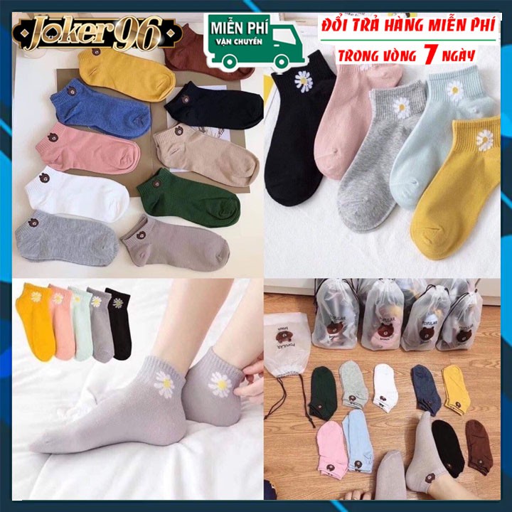 Combo 10 Đôi Tất Gấu Đủ Màu Tặng Túi Nam Nữ