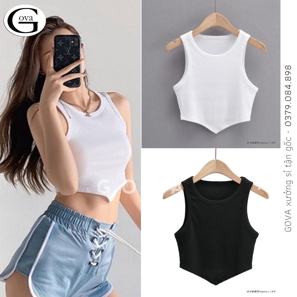 Áo Croptop Ba Lỗ Nữ Vạt Nhọn Ôm BODY Chất Thun Gân Mềm Mát GOVA