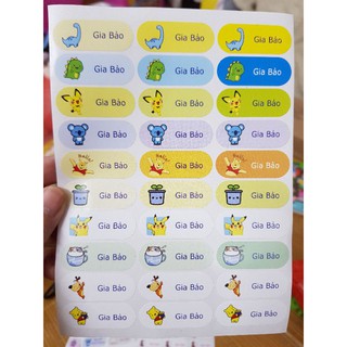Set 120 sticker in tên bé