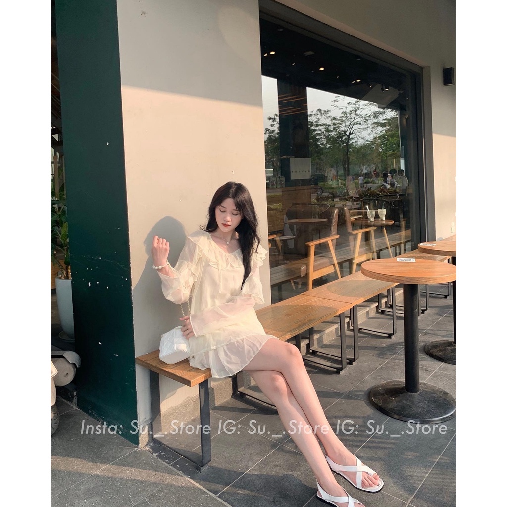 Set áo voan bèo xuyên thấu kèm chân váy S337 SUSTORE