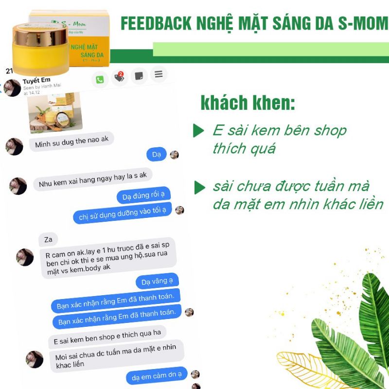 Kem Nghệ Mặt Sáng Da s-mom - Dưỡng Trắng Ngăn Ngừa Mụn Mờ Thâm Nám