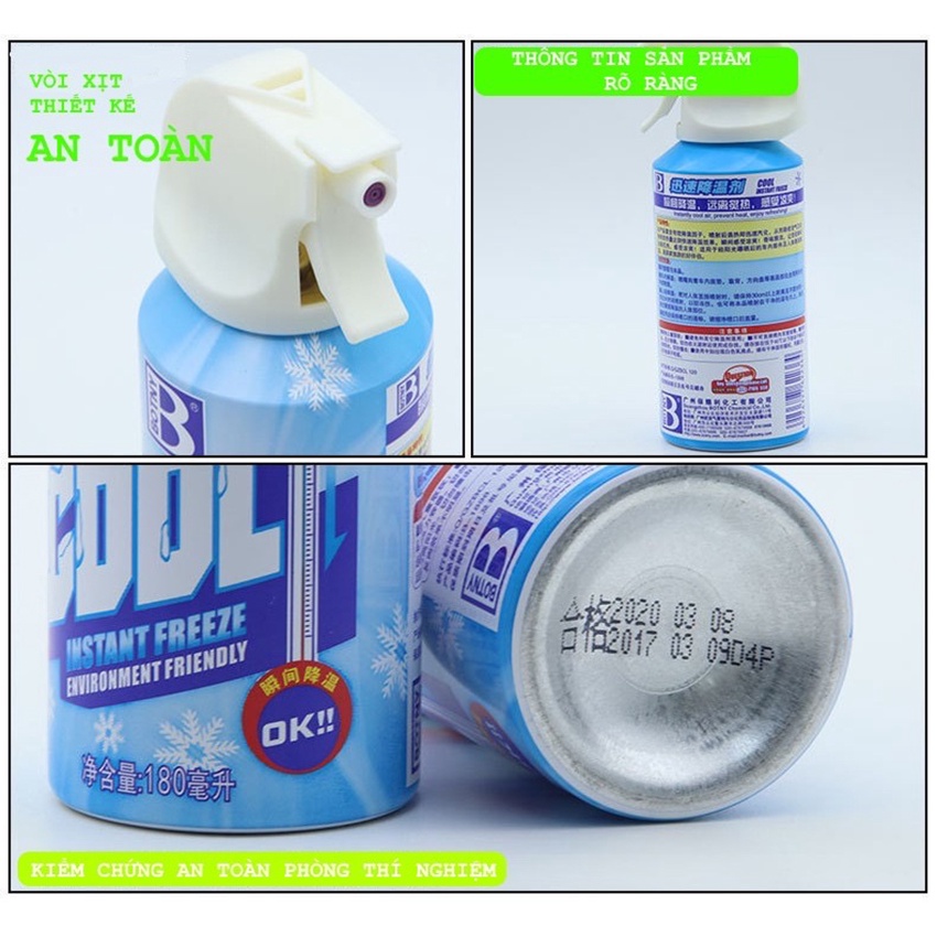 Bình Xịt Lạnh ❄️ Bình Xịt Làm Mát Yên Xe Máy / Làm Mát Cơ Thể Mùa Hè - Thể Tích 260ml