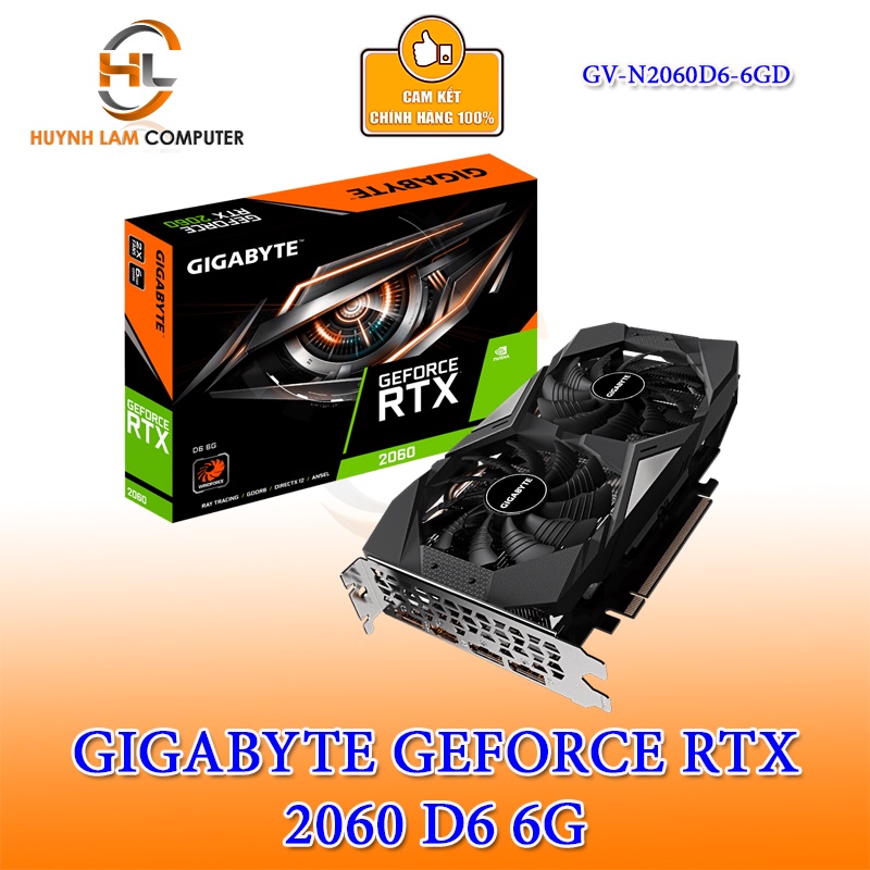 Card màn hình Gigabyte GeForce RTX 2060 6GB D6 GV-N2060D6-6GD - Chính hãng