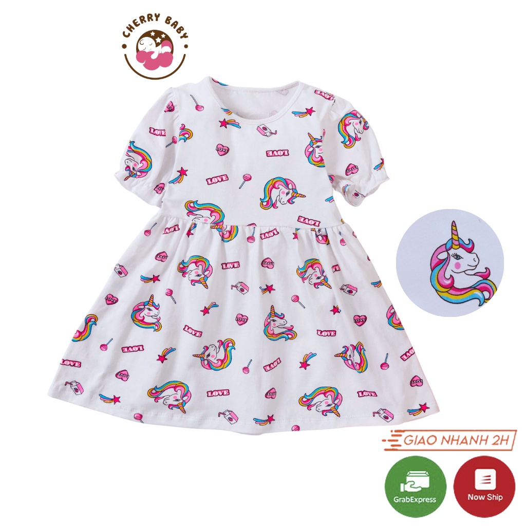 Váy cho bé gái, đầm công chúa dáng xòe ngựa pony, cotton size 9-26kg  - Cherry Baby