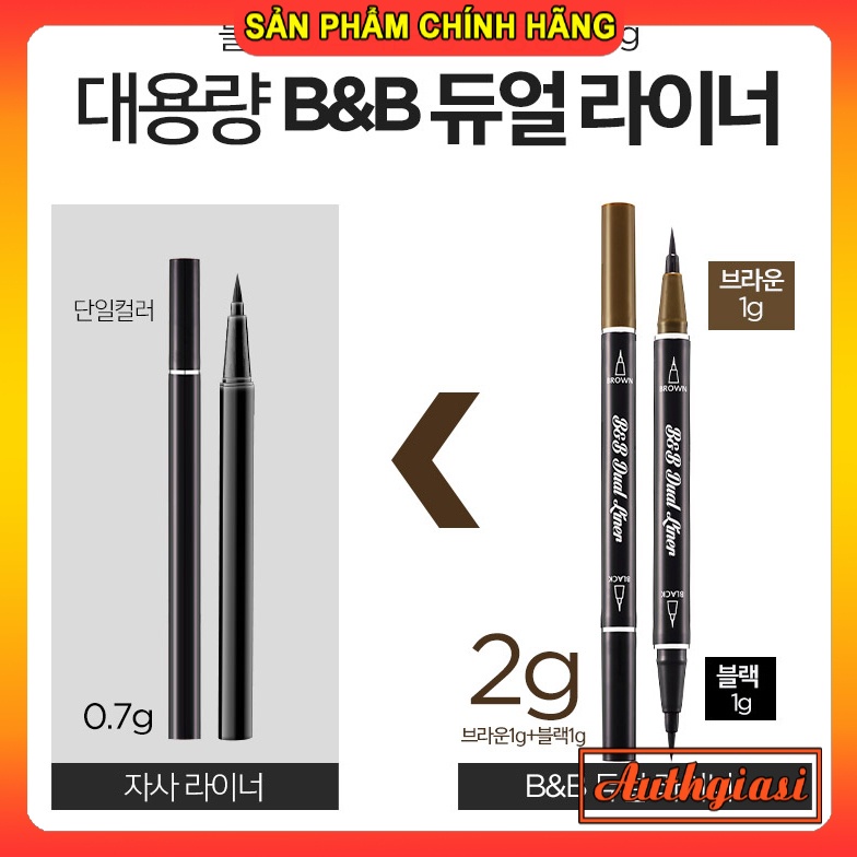 [2 TRONG 1] Dạ kẻ mắt NÂU và ĐEN 2 ĐẦU Berrisom Black & Brown Dual Liner siêu mảnh chống trôi | BigBuy360 - bigbuy360.vn