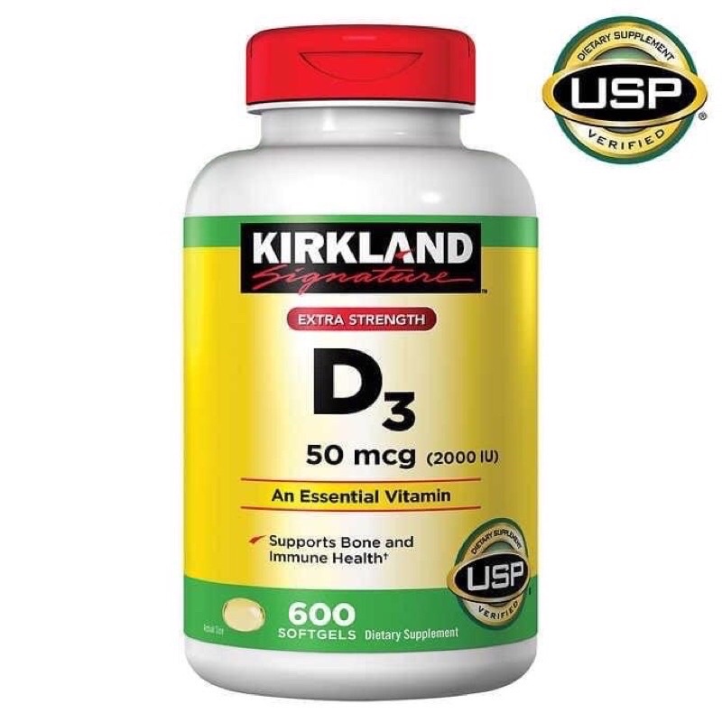 Vitamin D3 Kirkland 2000 IU 600 viên🇺🇸Air Mỹ Date 25