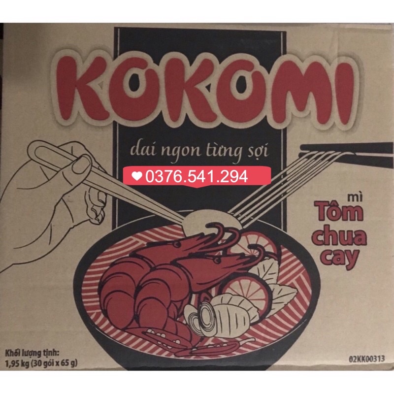 [T9/2021 - CÓ SẴN] Mì Kokomi Tôm chua cay 30 gói 65g