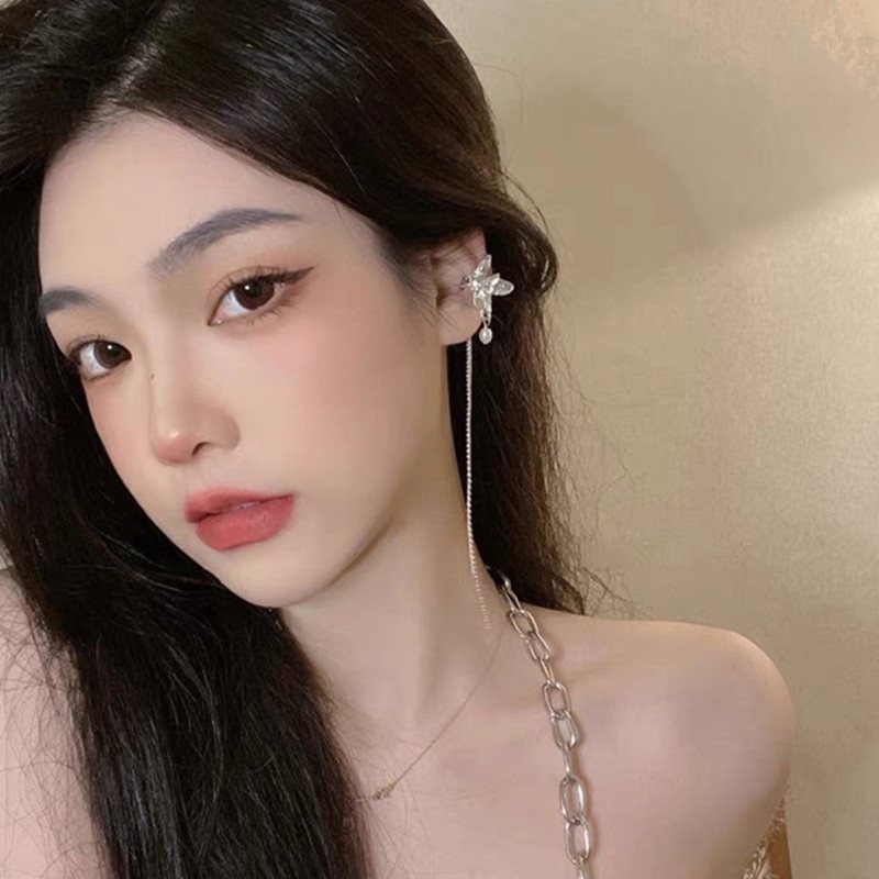 Bông tai/ Hoa tai hình 3 chiếc lá có đính hạt