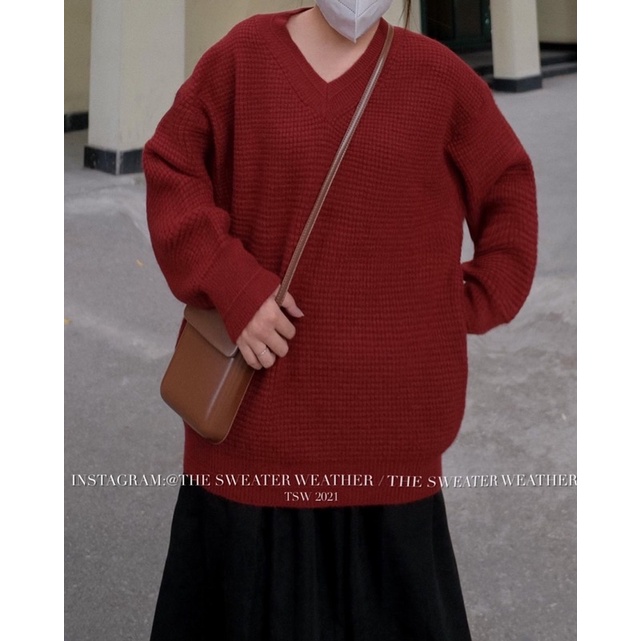 (Ảnh thật) Áo len cổ V hạt gạo màu trơn bo gấu the.sweaterweather TSW | BigBuy360 - bigbuy360.vn