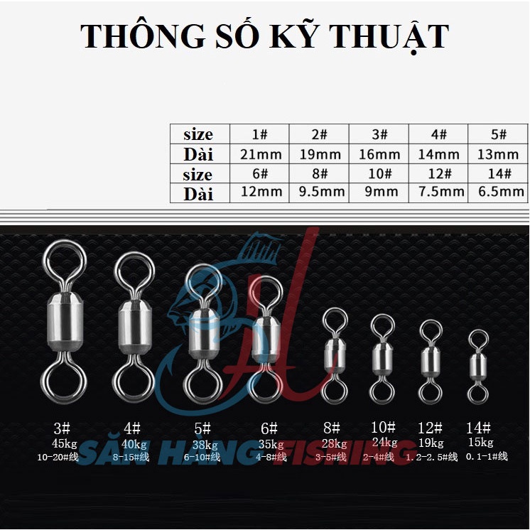 Khóa 8 AOHU săn hàng cao cấp- Hàng Loại 1, khóa Link, khóa ma ní số 8  câu đơn, câu đài, cá lớn