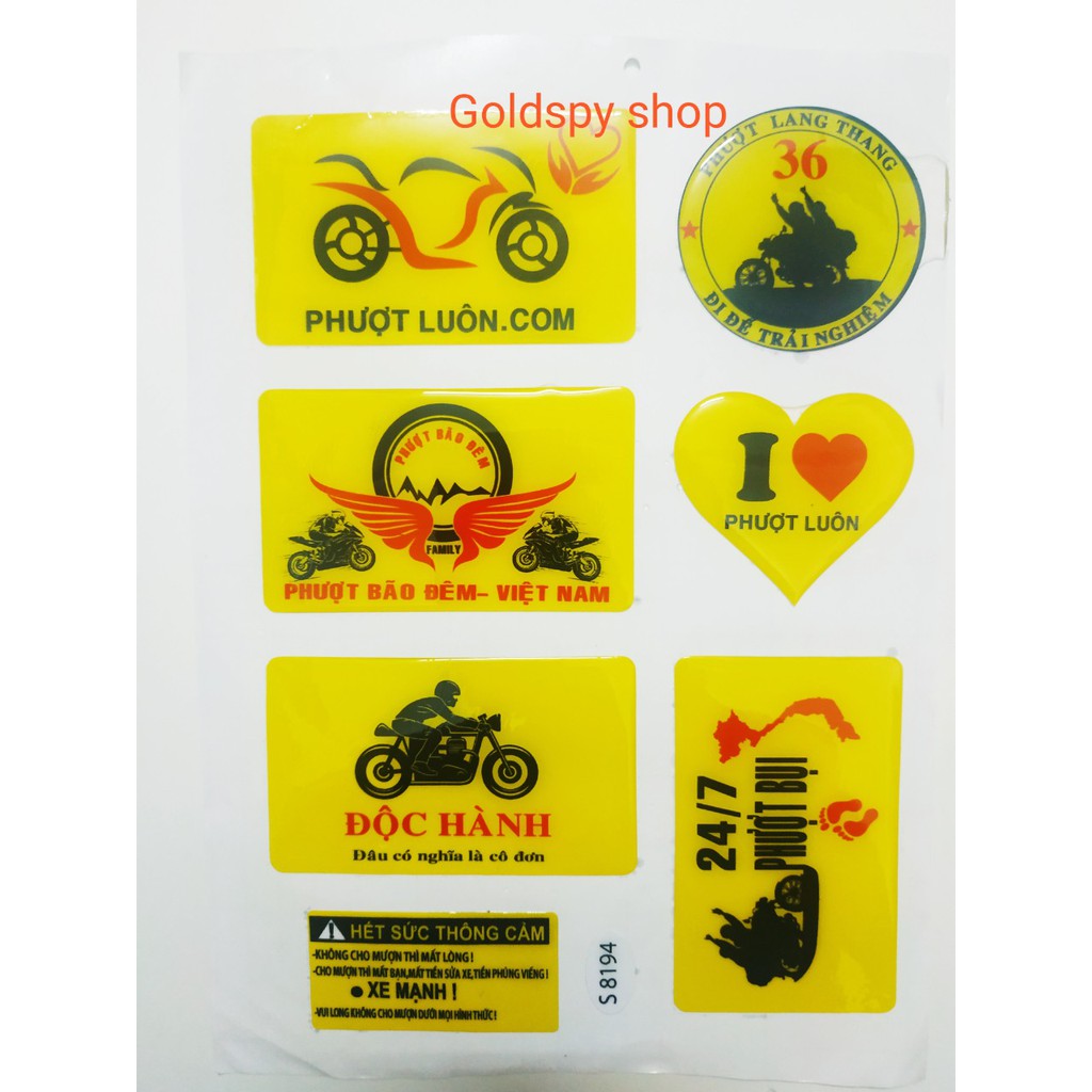 Tem Decal trang trí xe - Tem Decal Phượt - Tem cảnh Báo  ( giá 1 bộ )