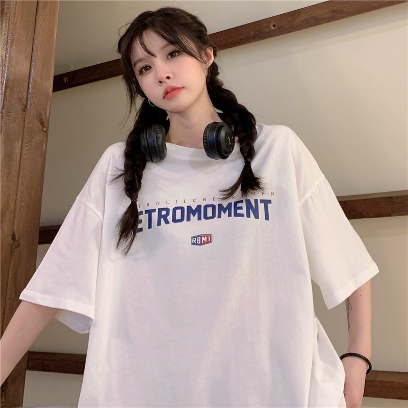 SUXI Áo Thun Ngắn Tay Cổ Tròn In Họa Tiết Đơn Giản Dễ Phối Đồ Thời Trang Mùa Hè Cho Nữ