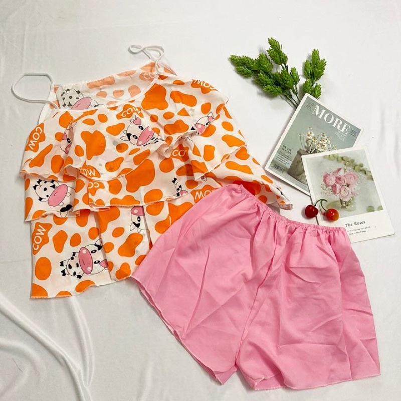 Đồ bộ mặc nhà freesize từ 40-45kg , đồ bộ cho nữ, cho bé gái lớn vải mềm - B02