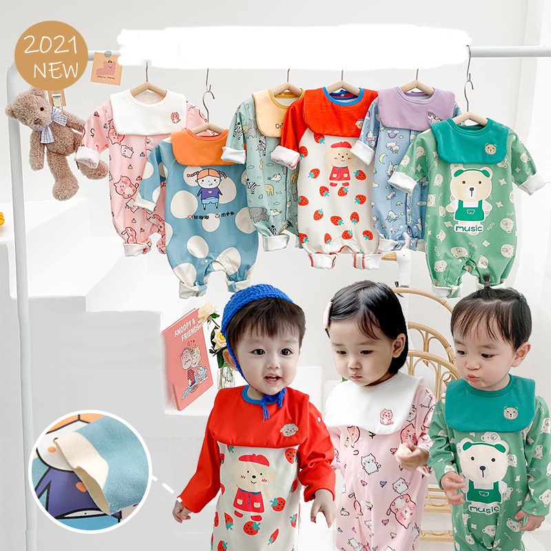 Bộ áo liền quần chất liệu polyester mềm mại thoải mái cho bé 0-3 tuổi