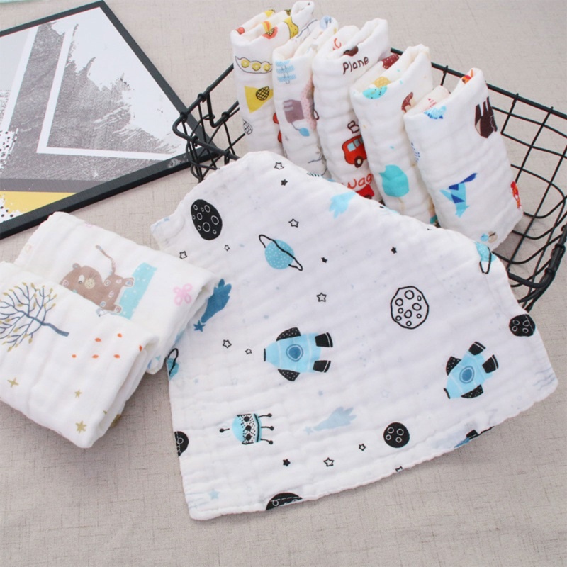 Khăn Tay Cotton Hình Vuông Cỡ Nhỏ Họa Tiết Xinh Xắn Cho Bé