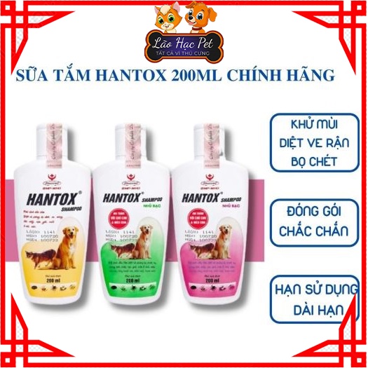 Sữa tắm cho chó mèo - Sữa tắm Hantox - Diệt bọ chét ve rận trên chó mèo