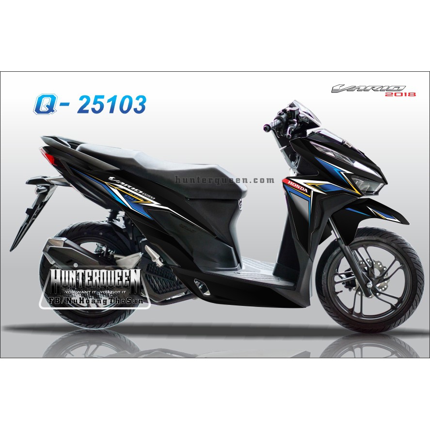 Tem rời Vario 2018. Sắc màu, xe đen. Thay đổi màu sắc và chi tiết theo yêu cầu. Sắc nét, bền màu