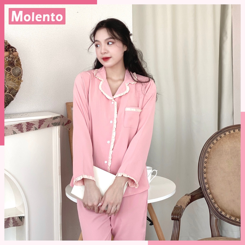 Đồ Bộ Pijama Lụa Tay Dài Molento Bộ Ngủ Pijama Lụa Mango Cao Cấp Mềm Mượt, Không Bai Phai Xù, Nhiều Kiểu Dáng - M46