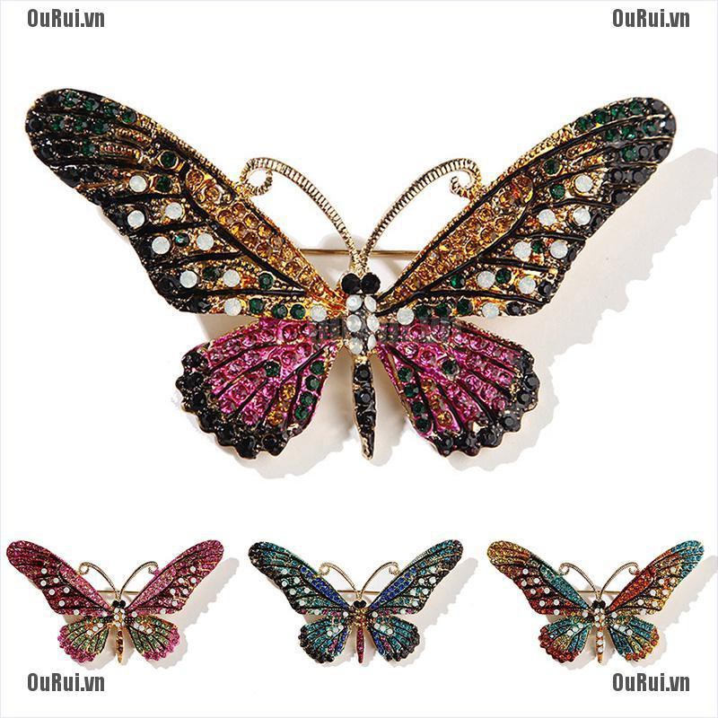 Ghim Cài Áo Hình Bướm Đính Đá Nhân Tạo Thời Trang