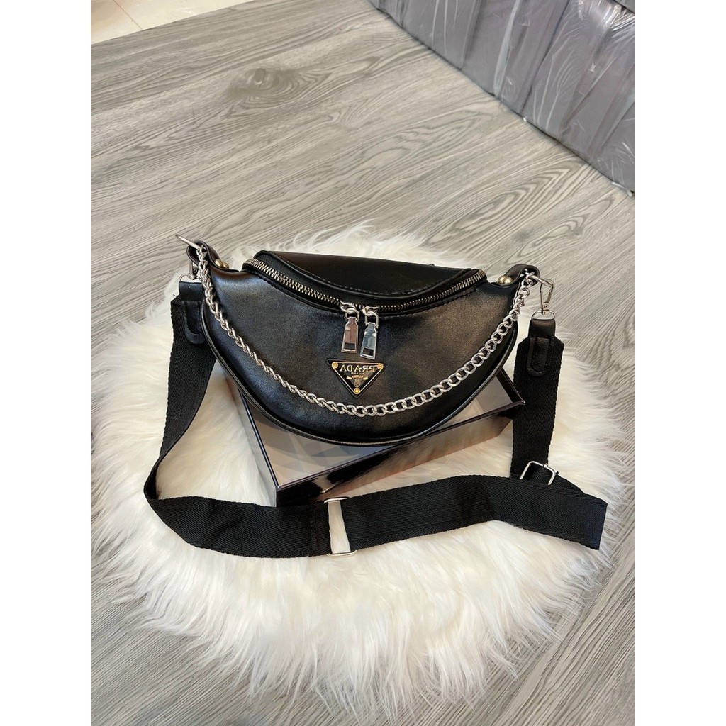 Túi Đeo Chéo Nữ ❤️XẢ KHO BÁN LỖ❤️ Túi Đeo Ngực PƠRA Phối Xích Đeo Vai TXHQ 505