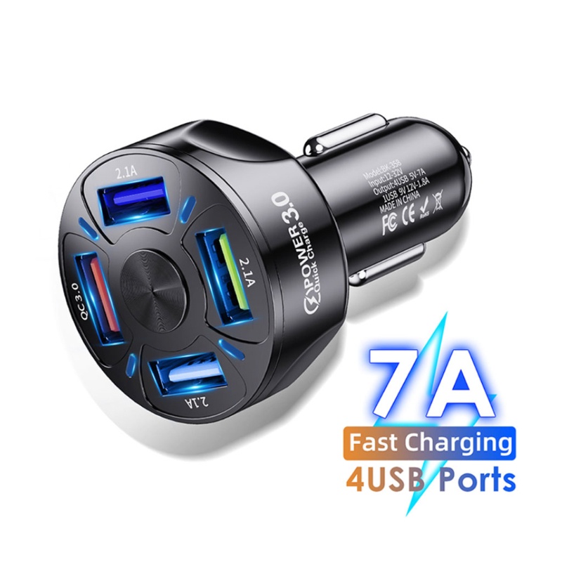 QQ Tẩu Sạc Nhanh 3.0 4 Cổng 3 Cổng Usb 4 Cổng Tiện Dụng Cho Xe Hơi